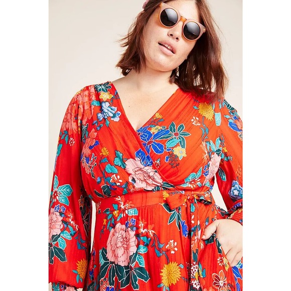 by Anthropologie Boswell Textured Wrap Tunic Faux Wrap Dress Plus Size 24W - Picture 10 of 16